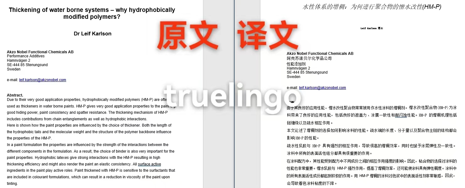 專業(yè)化工翻譯，上海臻云助力阿克蘇諾貝爾